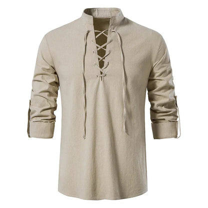 Gaetano - T-shirt Henley pour hommes avec lacets pour un look décontracté