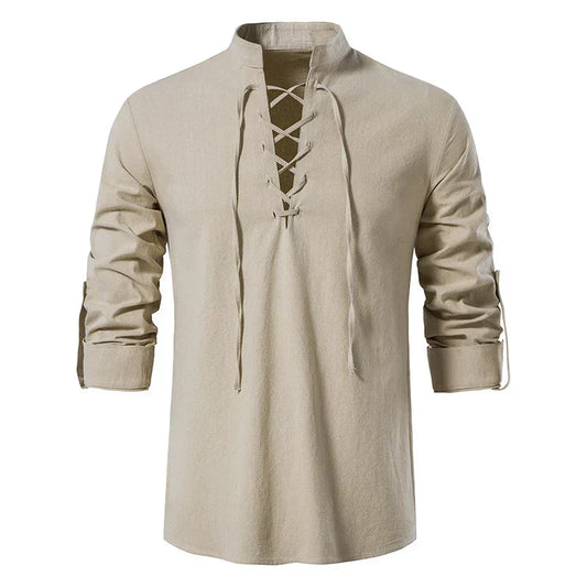 Gaetano - T-shirt Henley pour hommes avec lacets pour un look décontracté