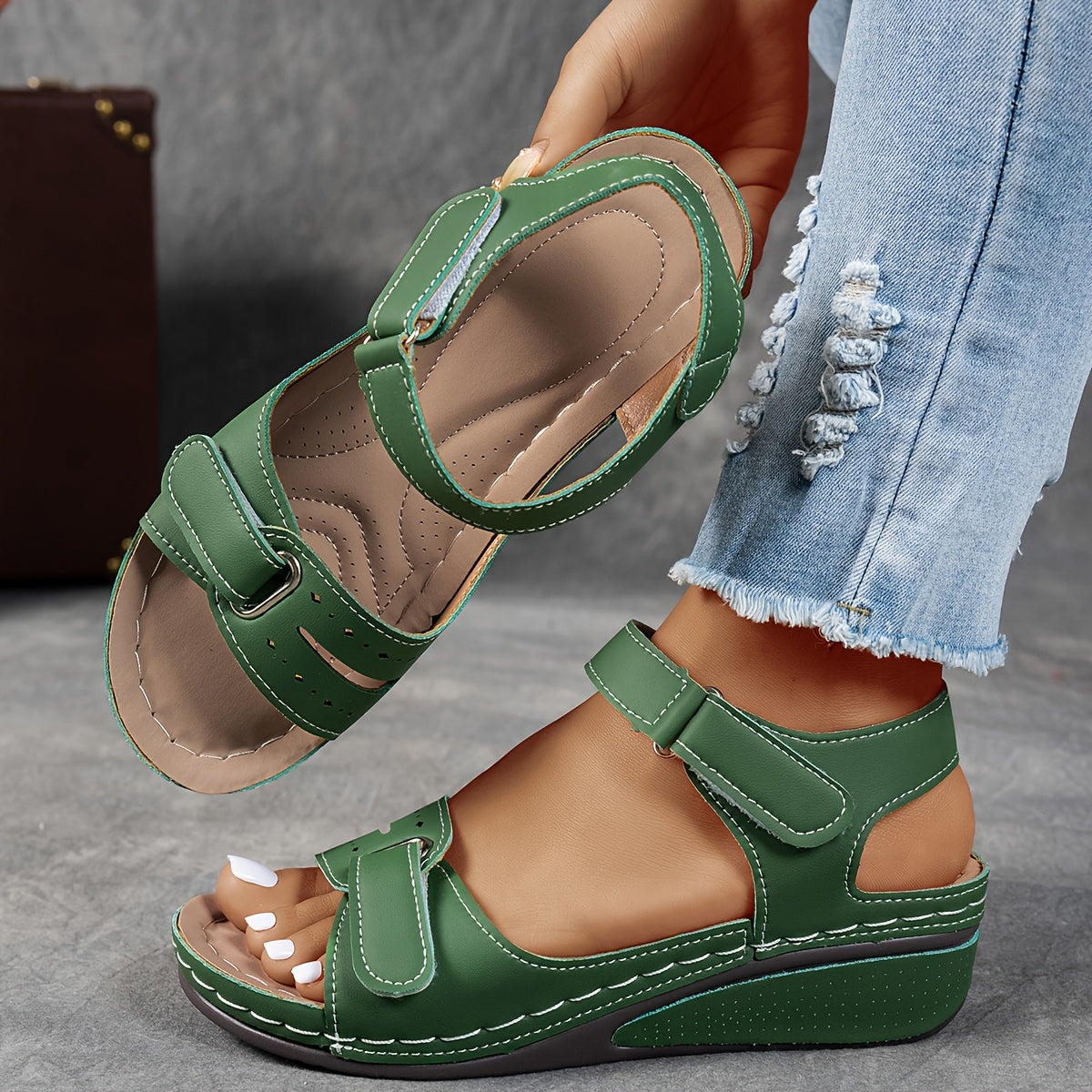 Women's Orthopaedic Adjustable-Strap Wedge Sandals