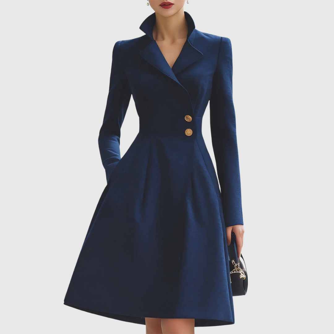 Women's Navy Tailored A-Line Coat Dress