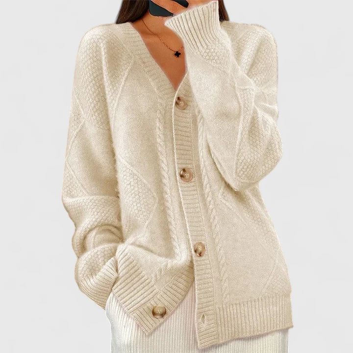 Women's V-Neck Button-Up Relaxed Cardigan
