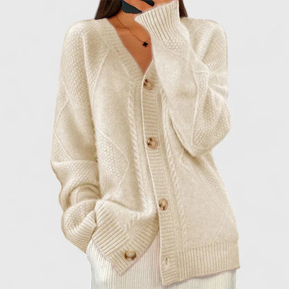 Women's V-Neck Button-Up Relaxed Cardigan