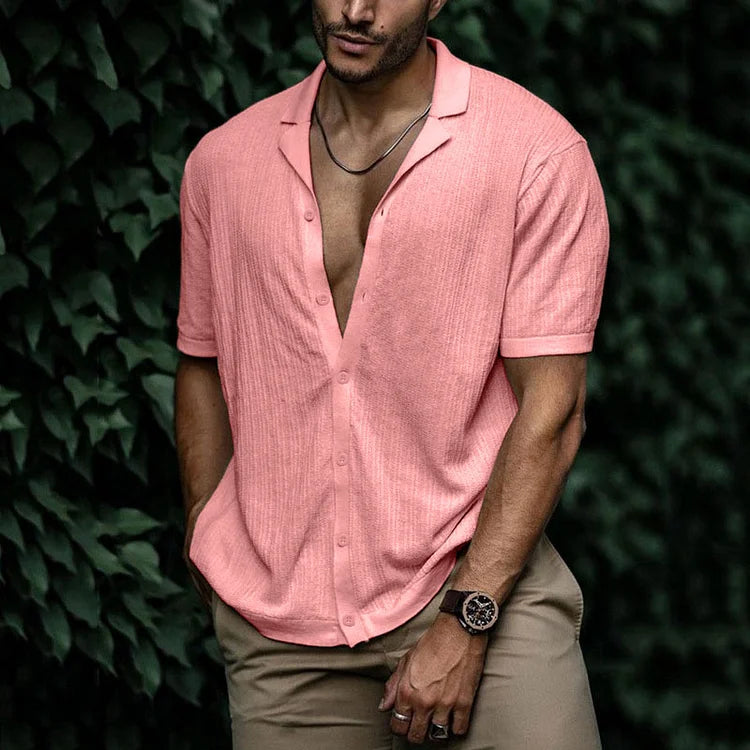 Carl - Chemise en coton tricotée simple pour homme