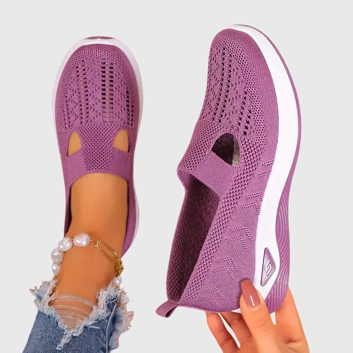 Women's Orthopaedic Slip-On Walking Shoes with Hook-and-Loop Strap