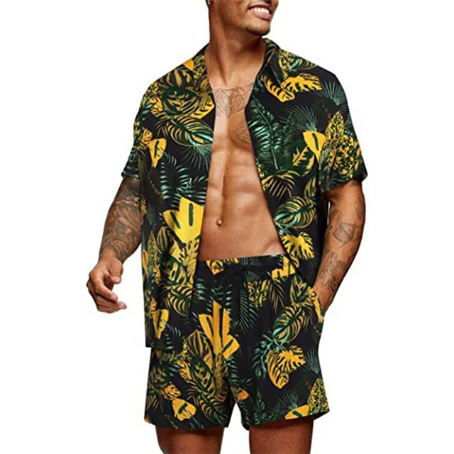 Giovanni - Ensemble pour homme : T-shirt imprimé & short pour l'été