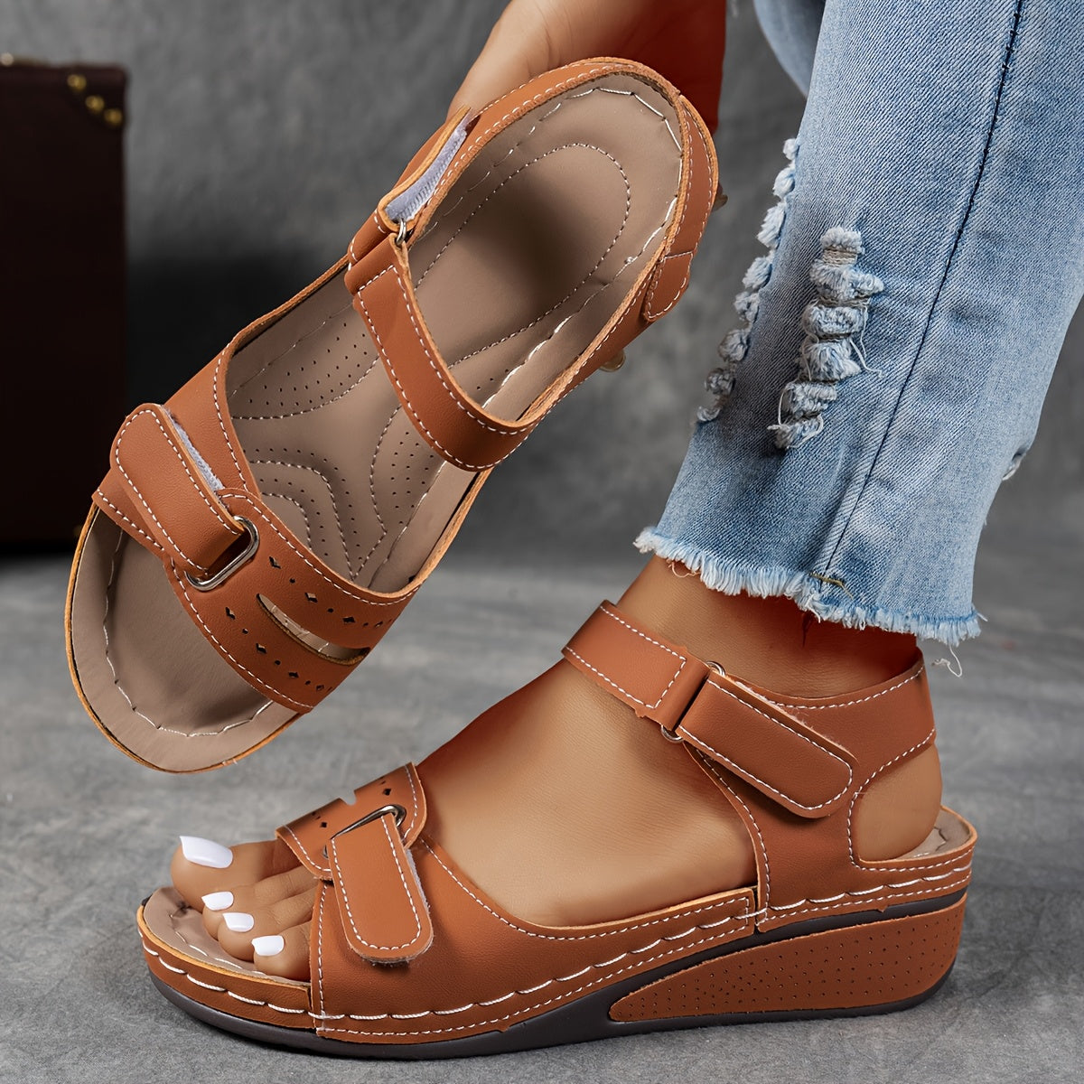 Women's Orthopaedic Adjustable-Strap Wedge Sandals