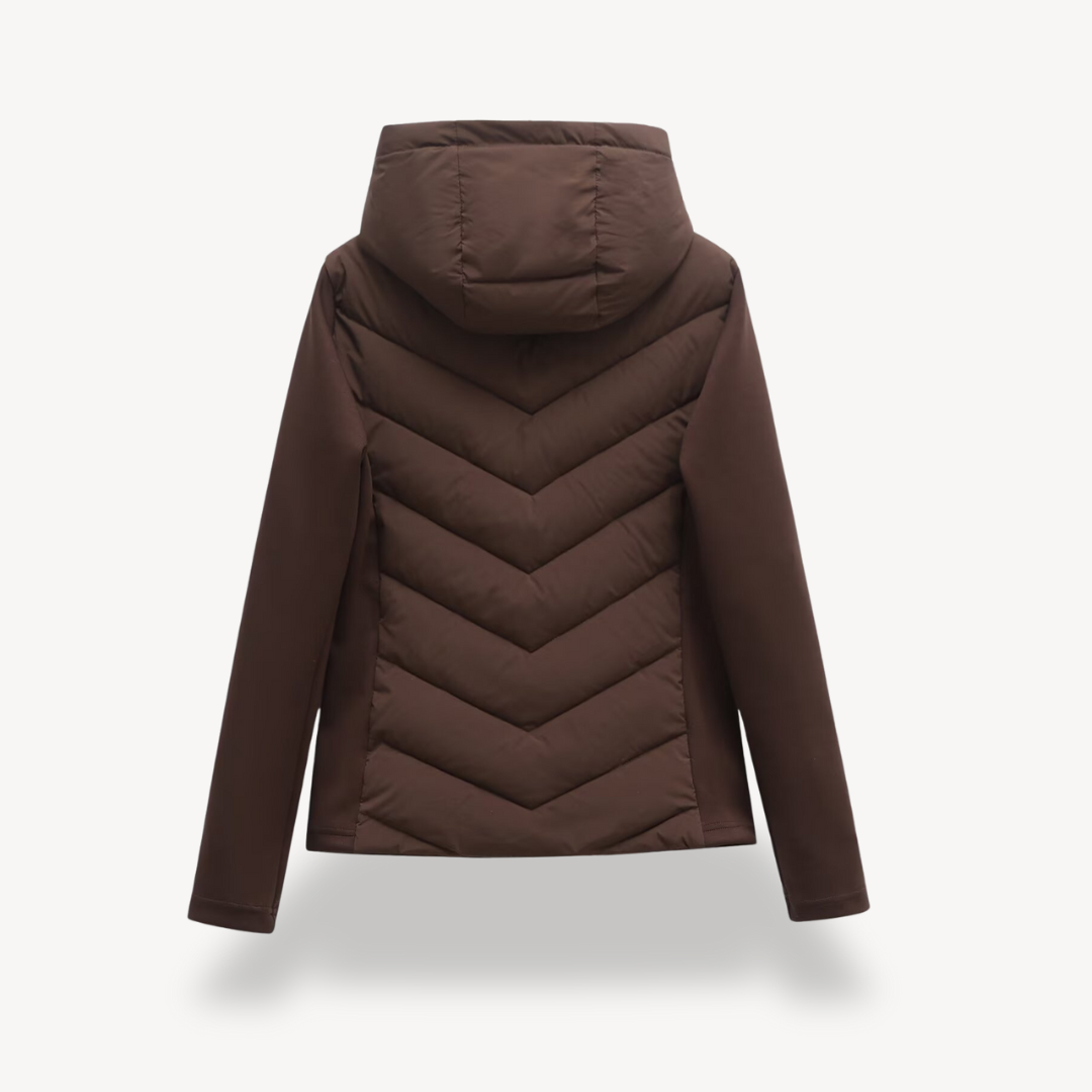 Women's Chevron Quilted Hooded Jacket