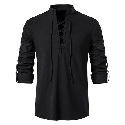 Gaetano - T-shirt Henley pour hommes avec lacets pour un look décontracté
