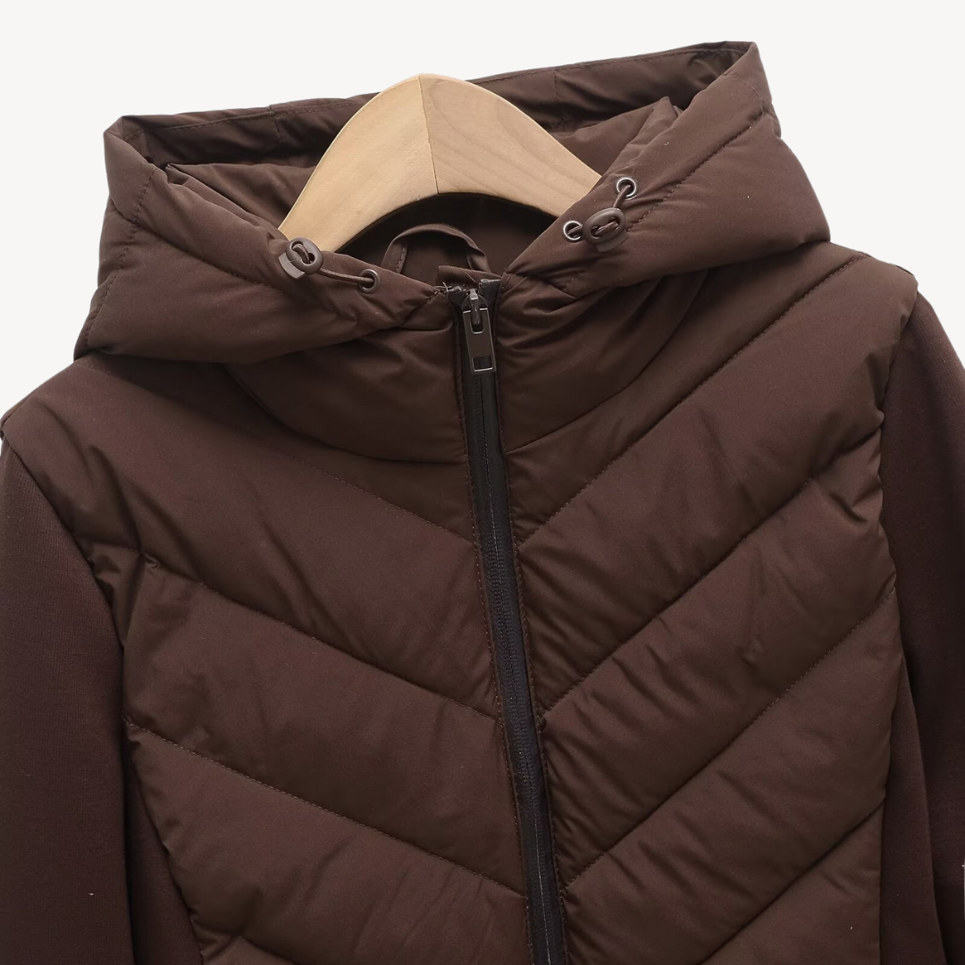 Women's Chevron Quilted Hooded Jacket