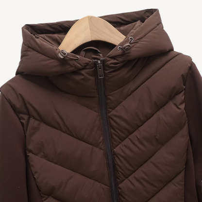 Women's Chevron Quilted Hooded Jacket