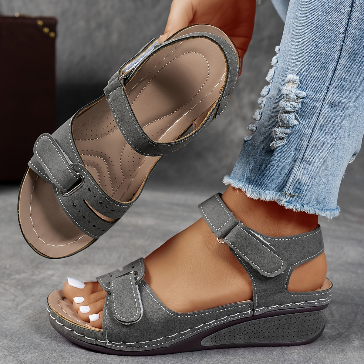 Women's Orthopaedic Adjustable-Strap Wedge Sandals