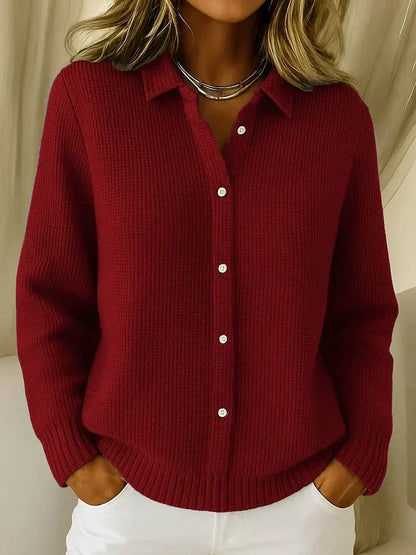 Women's Button-Front Cardigan with Contrast Cuffs