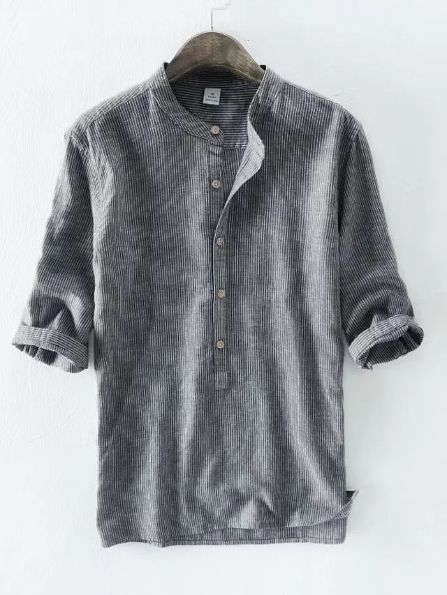 Antony - chemise en lin avec rayures en coton