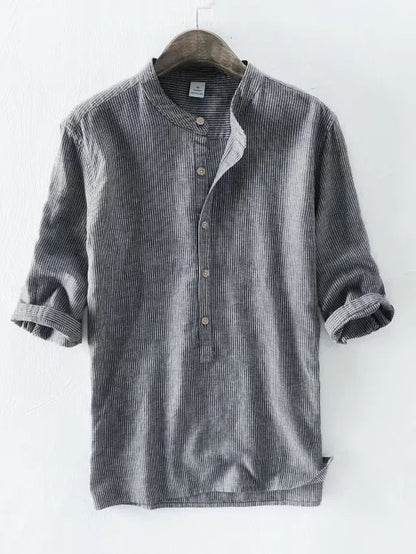 Antony - chemise en lin avec rayures en coton