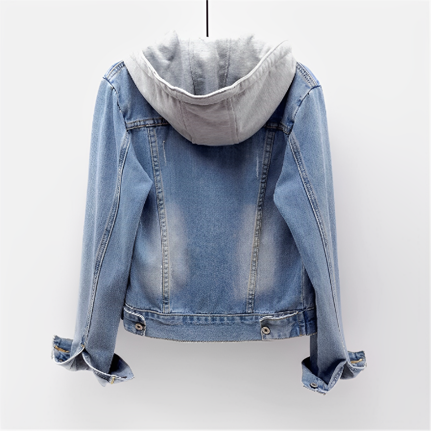 Adah - Veste en jean à manches longues avec capuche amovible