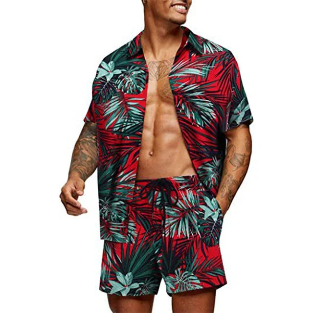 Giovanni - Ensemble pour homme : T-shirt imprimé & short pour l'été
