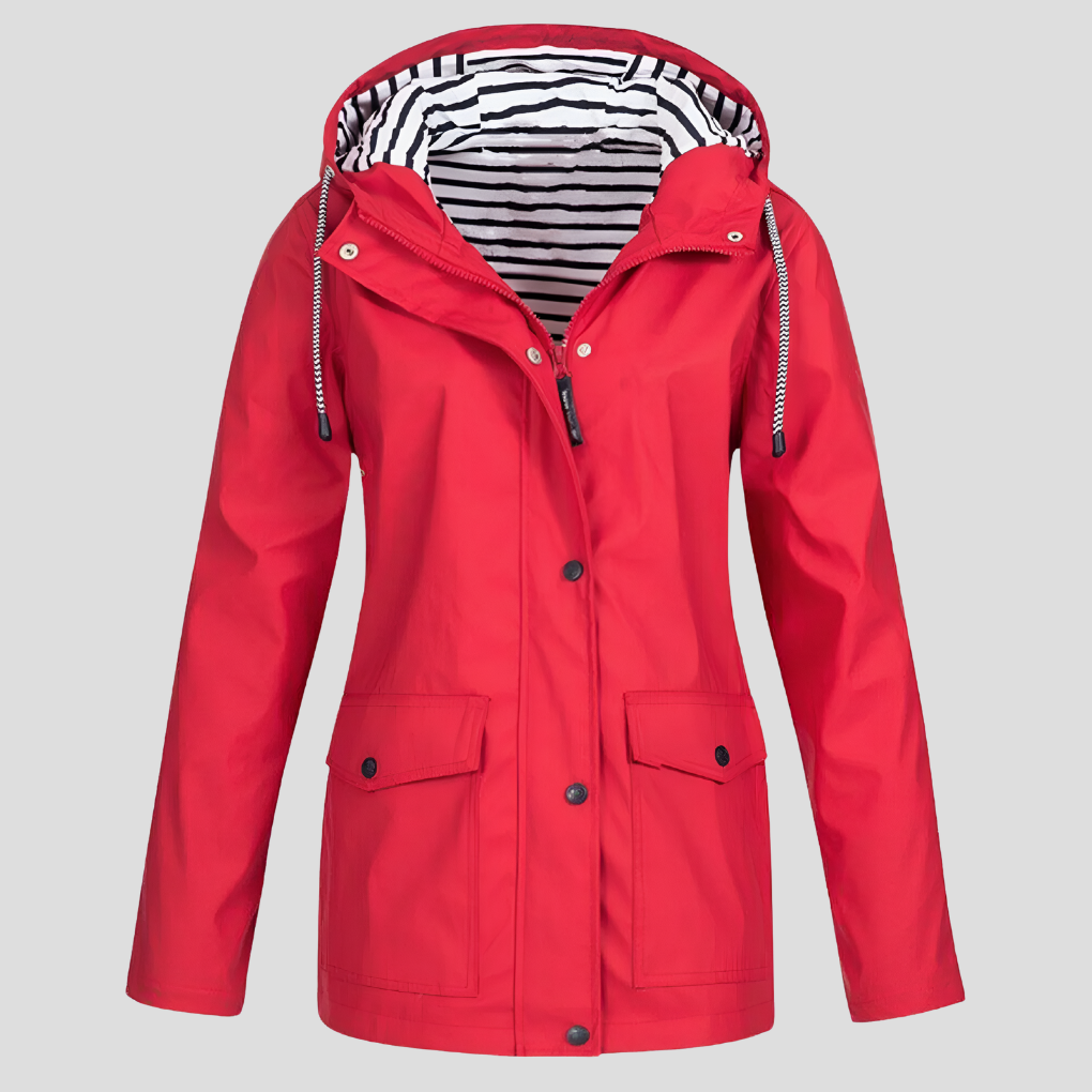 Women's Waterproof Hooded Raincoat with Zip Front