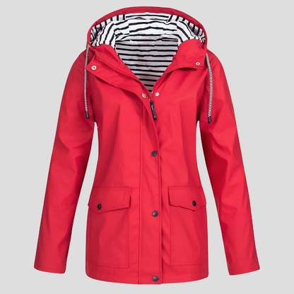 Women's Waterproof Hooded Raincoat with Zip Front