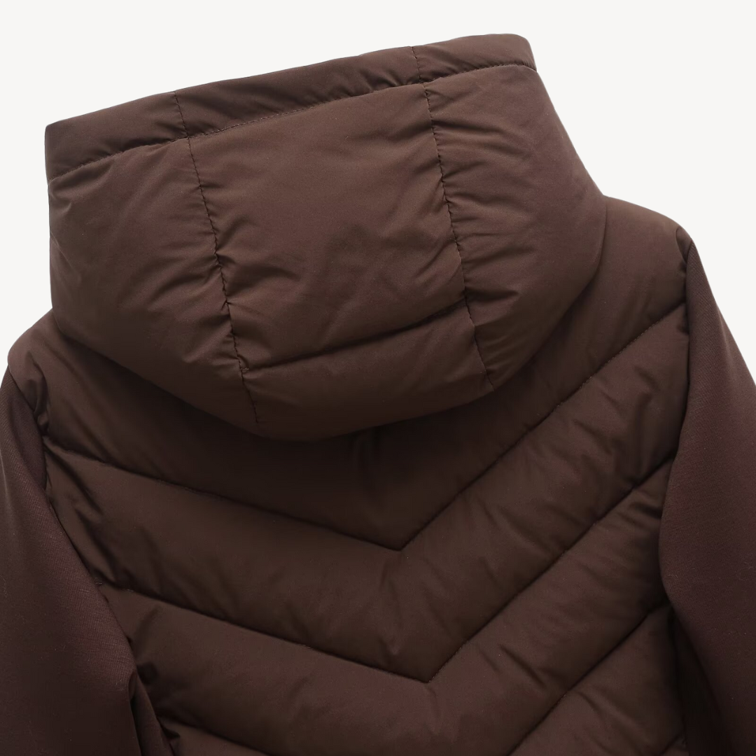 Women's Chevron Quilted Hooded Jacket