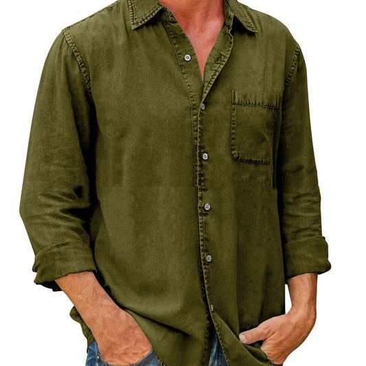 Bronislaw - Chemise unie décontractée à manches longues pour hommes