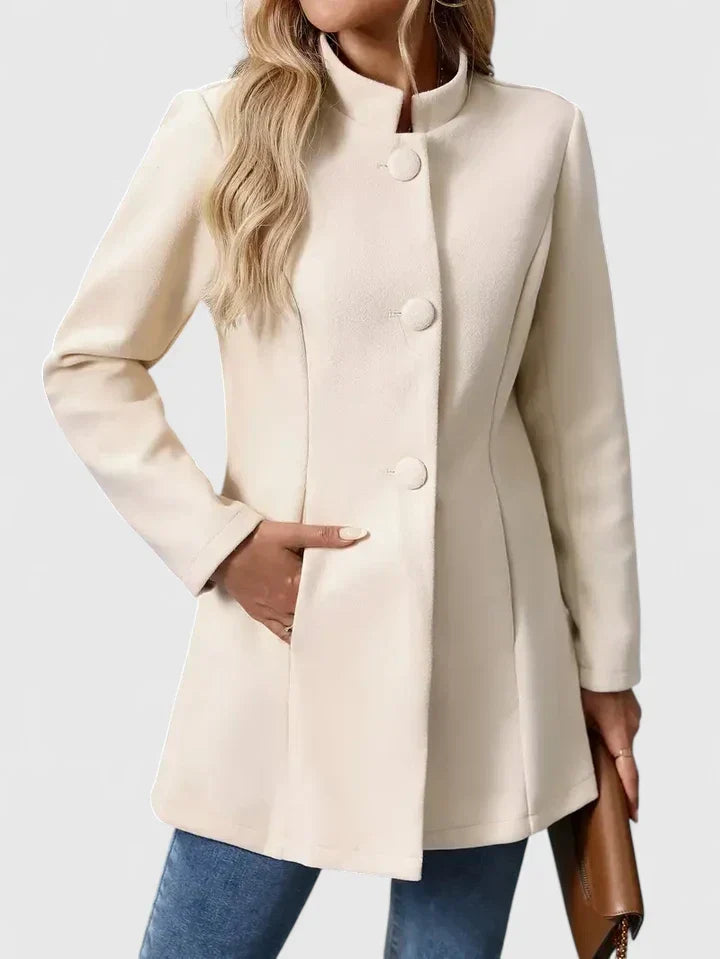 Women's Collarless Tailored Button-Front Jacket