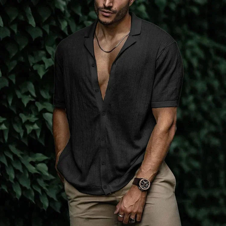 Carl - Chemise en coton tricotée simple pour homme