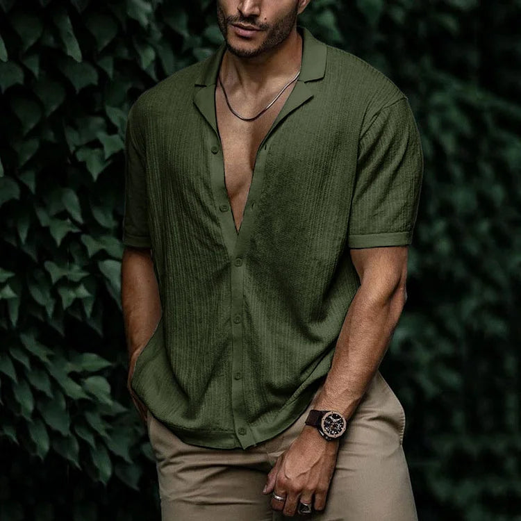 Carl - Chemise en coton tricotée simple pour homme