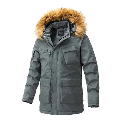 Veste chaude avec col en fourrure et capuche amovible