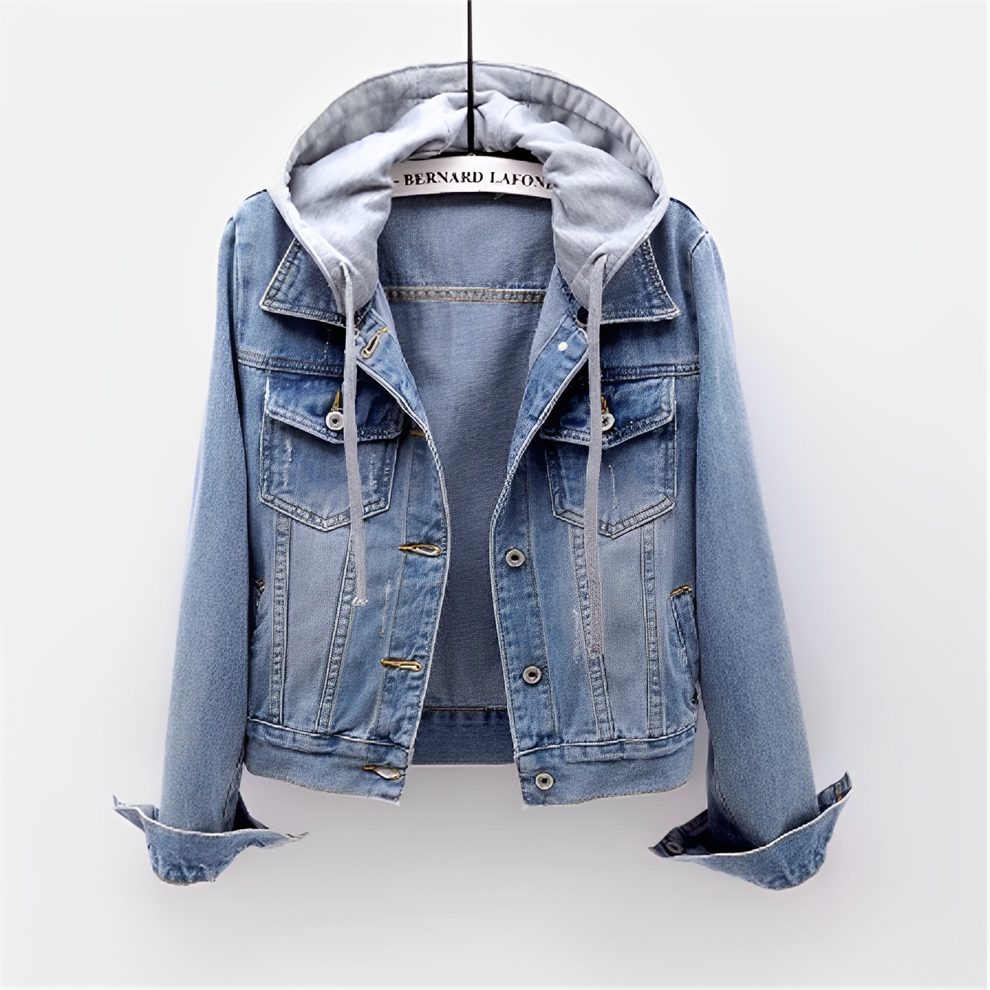 Adah - Veste en jean à manches longues avec capuche amovible