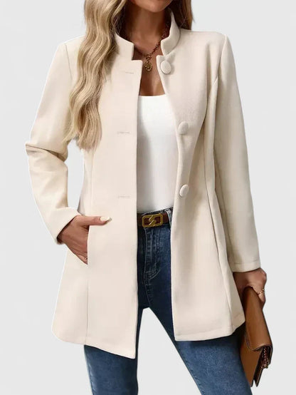 Women's Collarless Tailored Button-Front Jacket