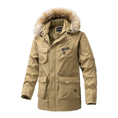 Veste chaude avec col en fourrure et capuche amovible