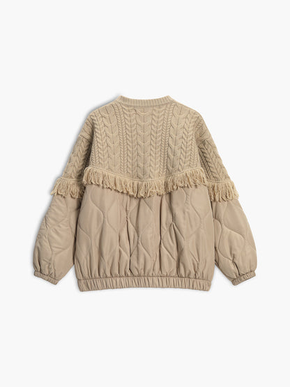 Lenoir™ | Veste matelassée en tricot torsadé patchwork