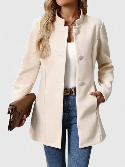 Women's Collarless Tailored Button-Front Jacket