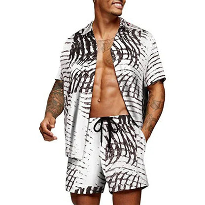 Giovanni - Ensemble pour homme : T-shirt imprimé & short pour l'été