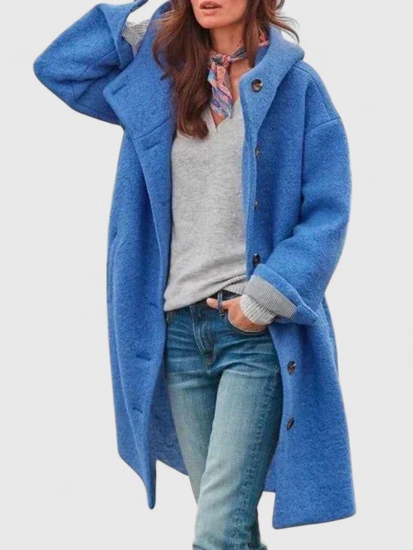 Women's Hooded Button-Front Longline Coat