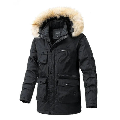 Veste chaude avec col en fourrure et capuche amovible