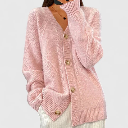 Women's V-Neck Button-Up Relaxed Cardigan