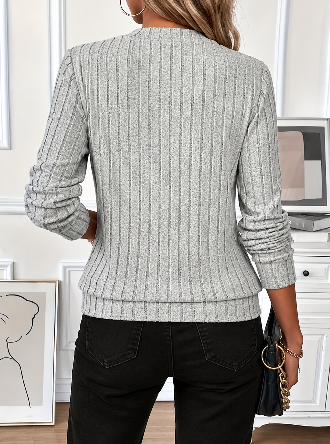 Women's Relaxed Ribbed Half-Zip Top