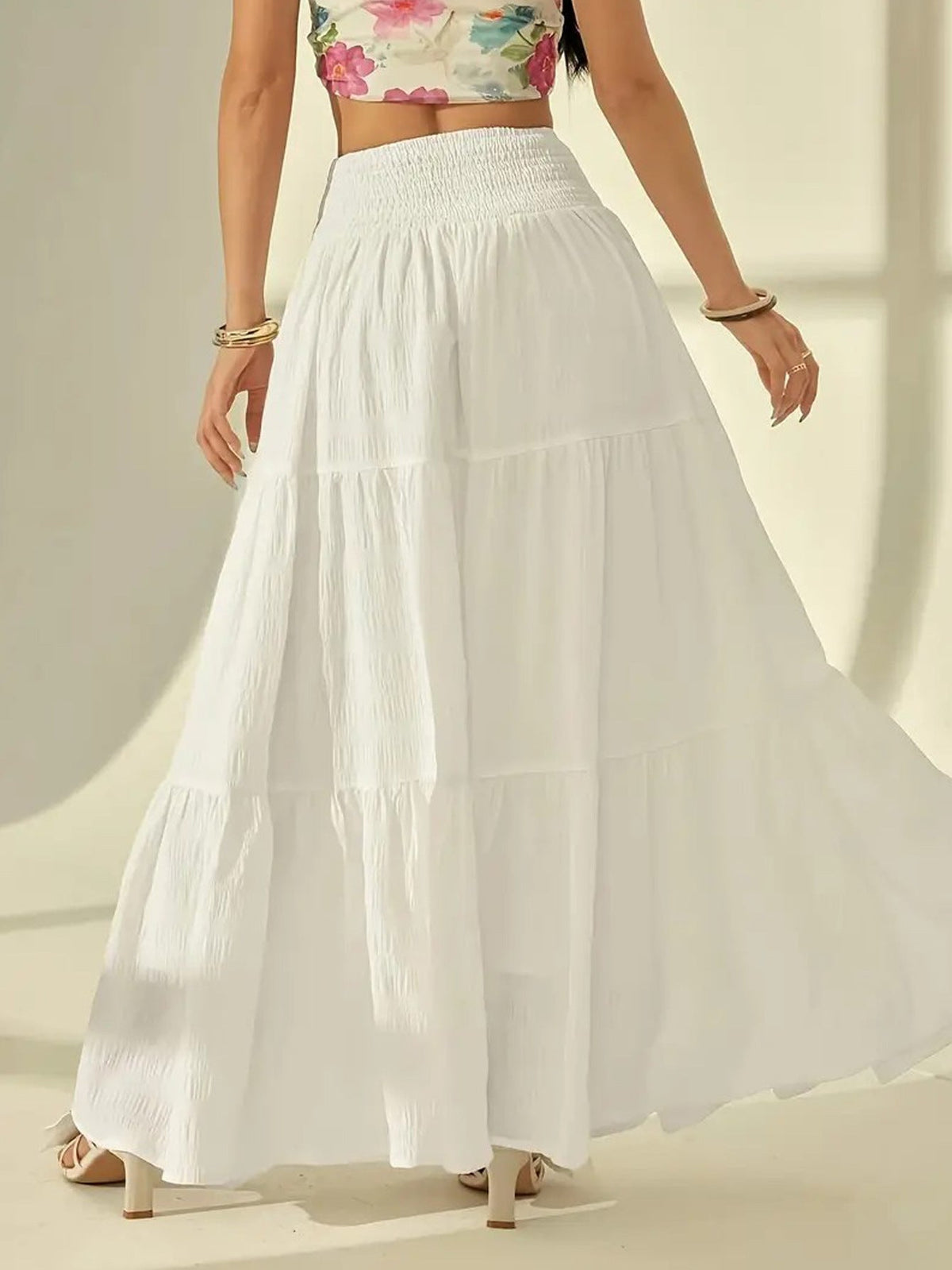 Women's Tiered Maxi Skirt with Smocked Waist