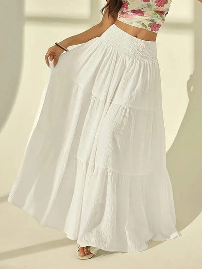 Women's Tiered Maxi Skirt with Smocked Waist