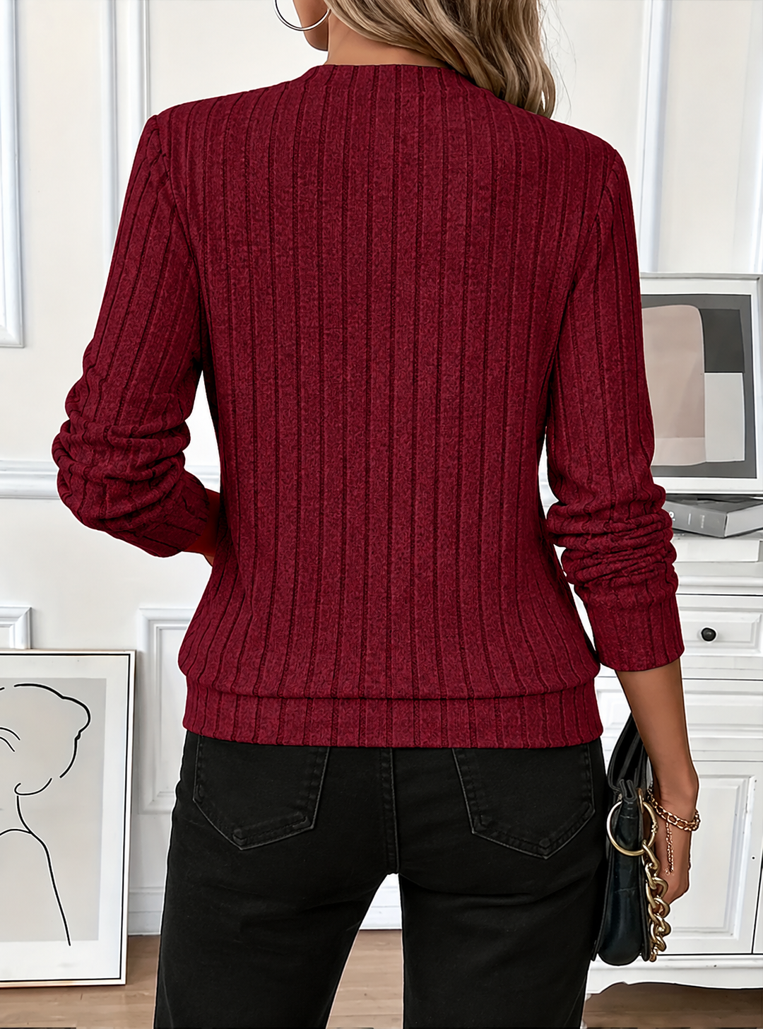Women's Relaxed Ribbed Half-Zip Top