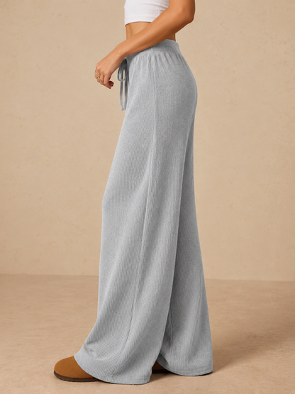 Women's Soft-Knit Wide-Leg Trousers with Drawstring Waist