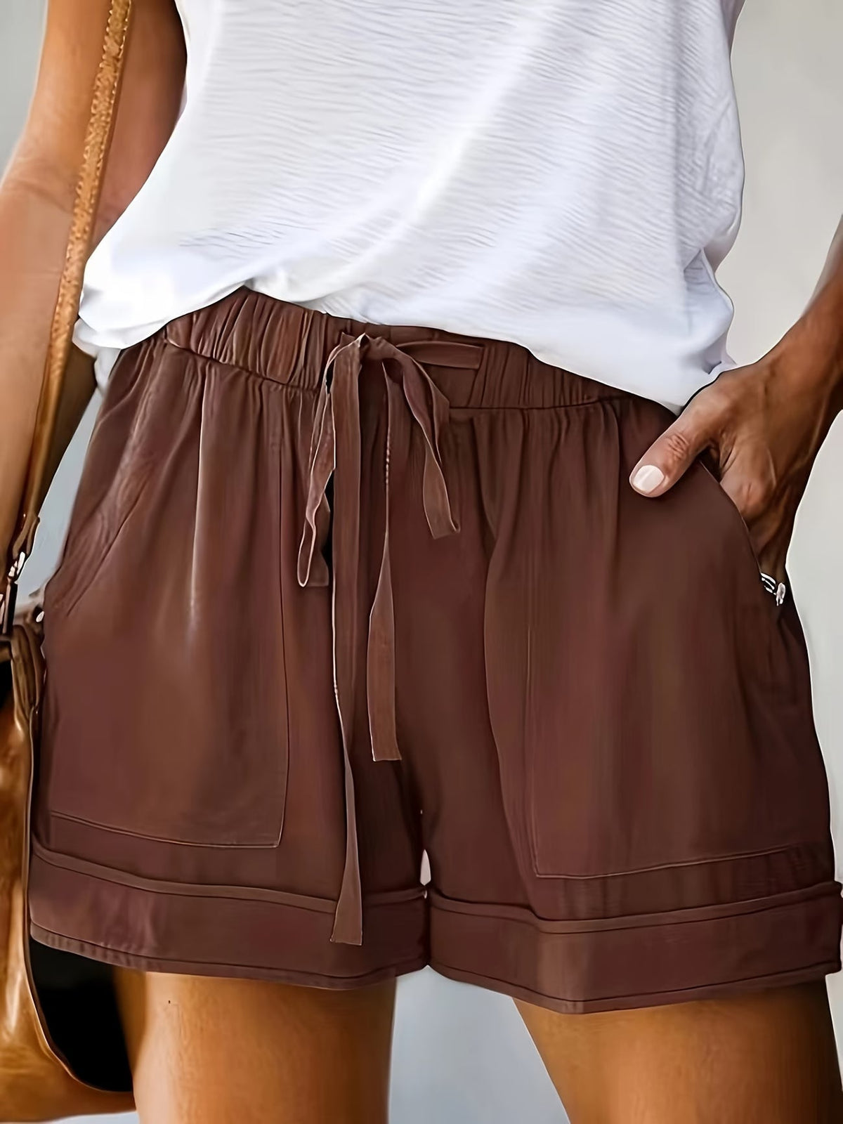 Women's Drawstring Shorts with Elasticated Waist and Side Pockets