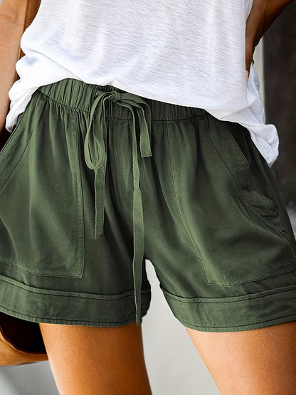 Women's Drawstring Shorts with Elasticated Waist and Side Pockets