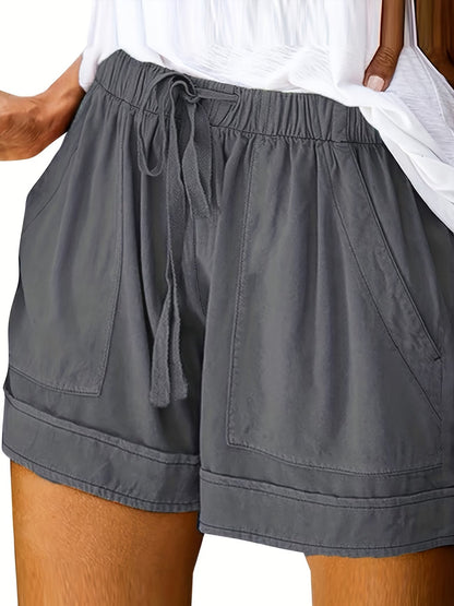Women's Drawstring Shorts with Elasticated Waist and Side Pockets