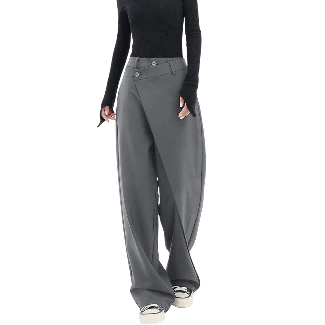 Women's Wide-Leg Trousers with Asymmetric Wrap Waist