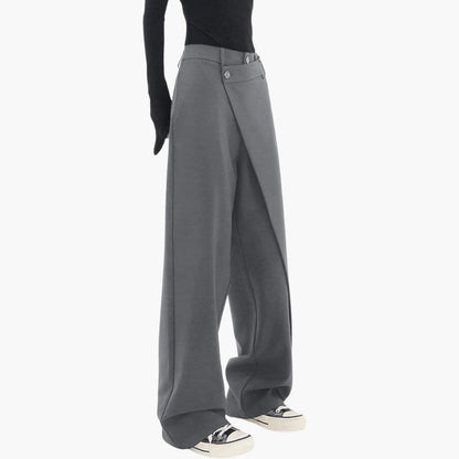 Women's Wide-Leg Trousers with Asymmetric Wrap Waist