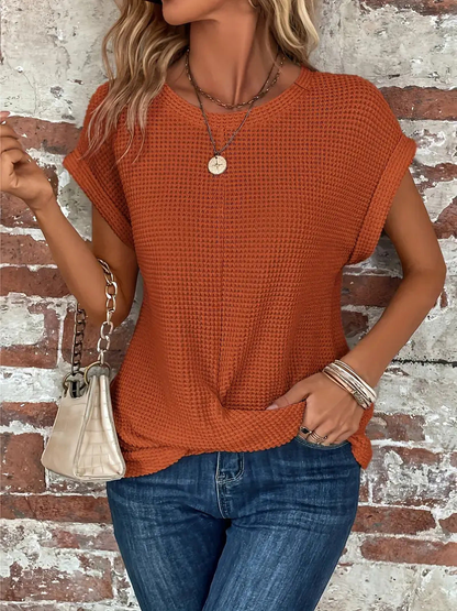 Women's Waffle-Knit Top with Twist-Knot Hem