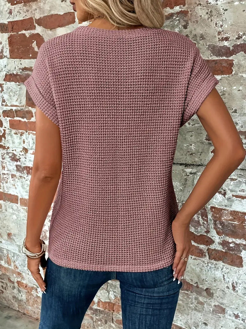 Women's Waffle-Knit Top with Twist-Knot Hem