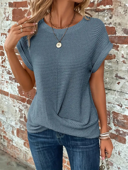Women's Waffle-Knit Top with Twist-Knot Hem
